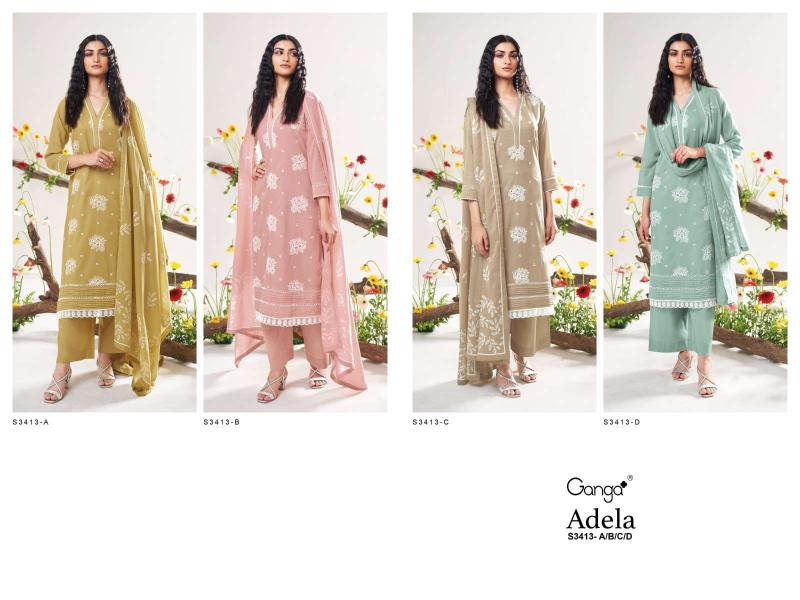 Ganga adela 3413 wholesale unstitched dress material  - wholesale export